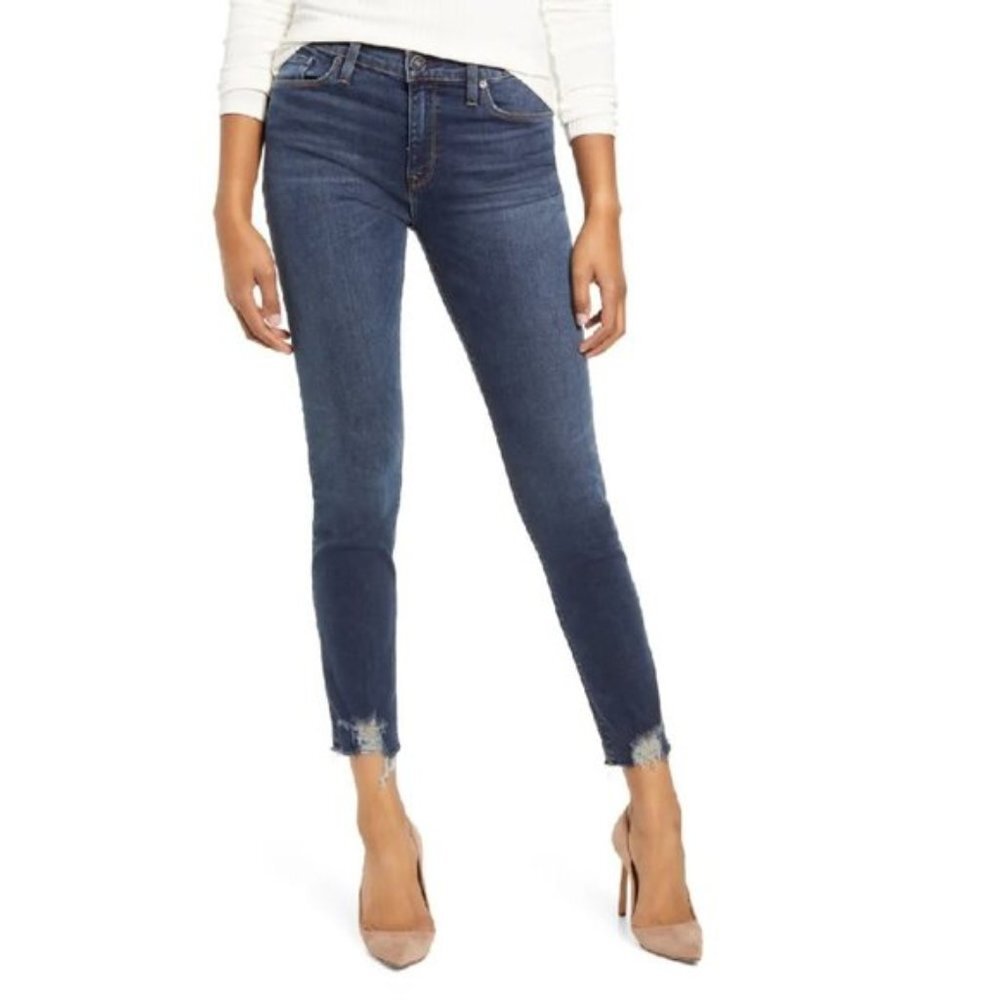 Hudson Jeans Nico High Waist Chewed Hem Ankle Skinny